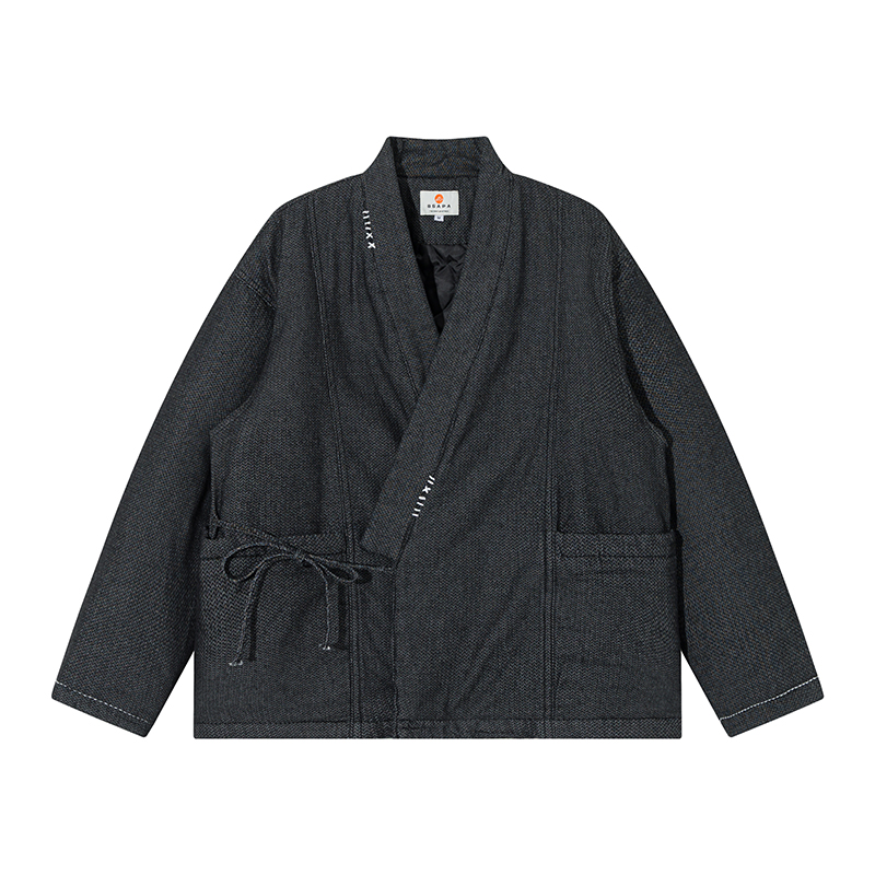 Traditional Winter Japanese Clothing - Giacca invernale Kimono blu stile giapponese