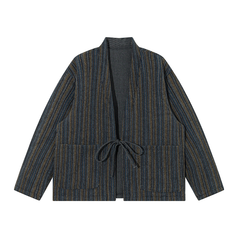 Traditional Winter Japanese Clothing - Giacca kimono a righe stile giapponese